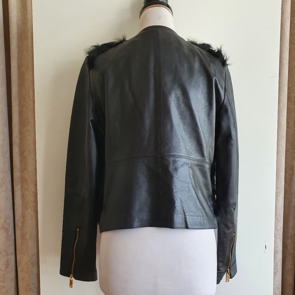 ZARA Black Sheep Skin Jacket Size EUR M/AU 12 - Picture 3 of 5